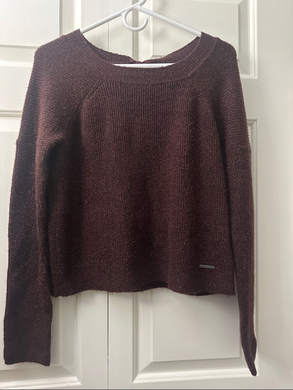 Abercrombie Women's Crewneck Knit Sweater in Dark Red
